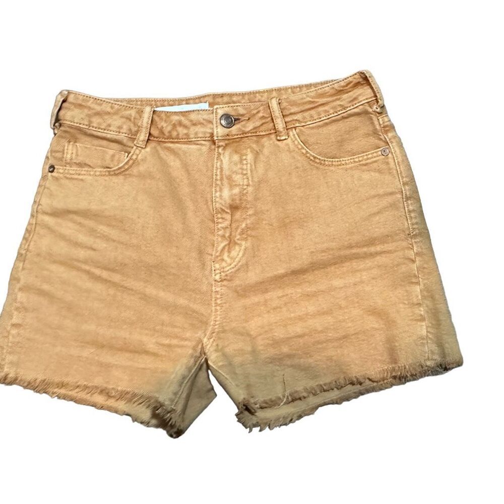 Pilcro by Anthropologie Women Rust Brown Mustard Denim Distressed Shorts Sz 26